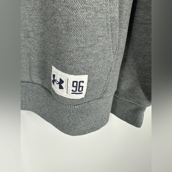 Under Armour Loose Fit Knit Sweater Gray Red Stripe Mens Medium Zip | E1501 - Picture 4 of 10